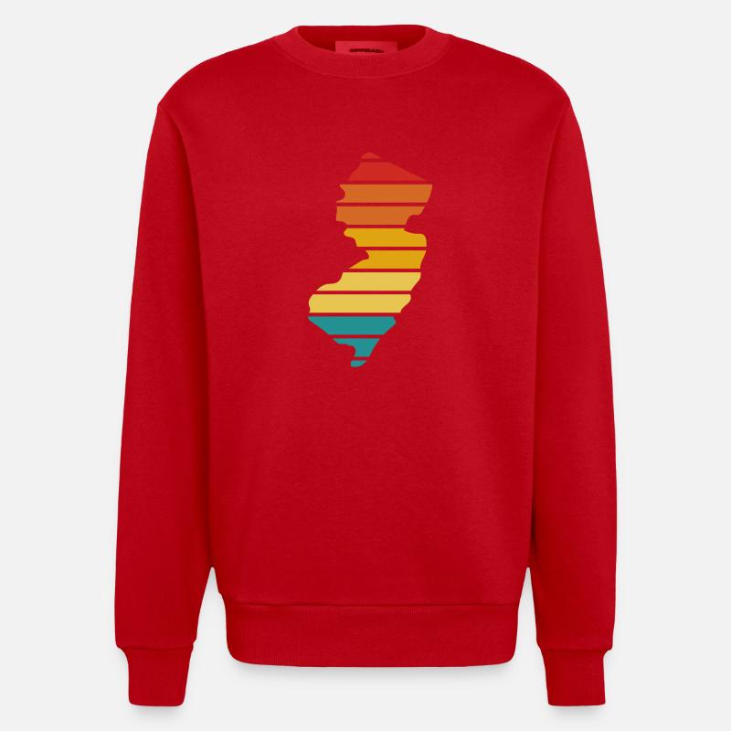 New Jersey - États-Unis d’Amérique - Rayures - Sweat bio épais oversize fabriqué en UE - rouge