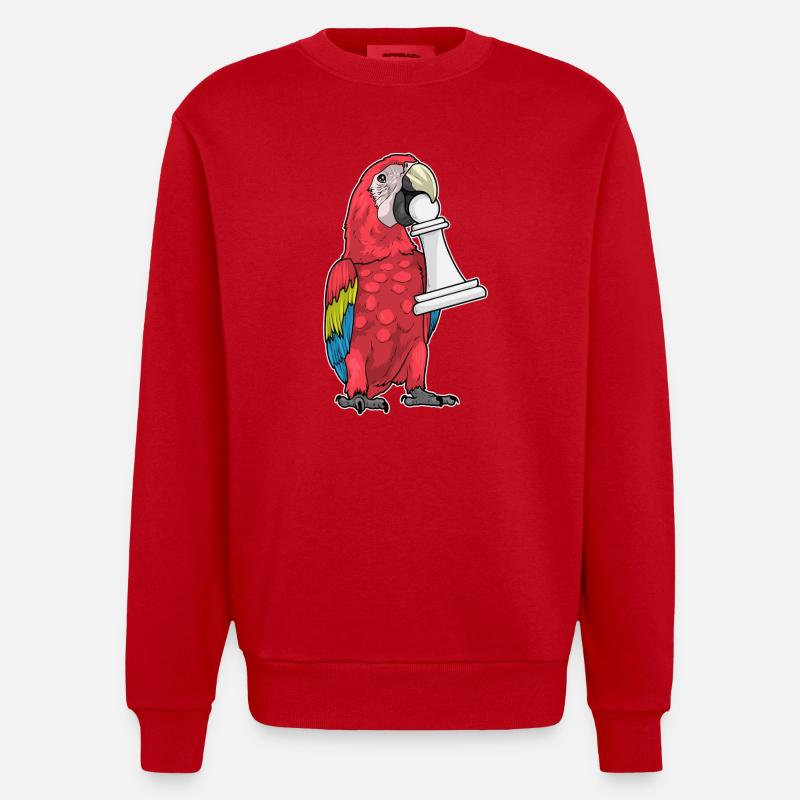 Papagei Schachfigur Bauer Schach - Heavyweight Oversized Organic Crew Neck Made in EU - Rot
