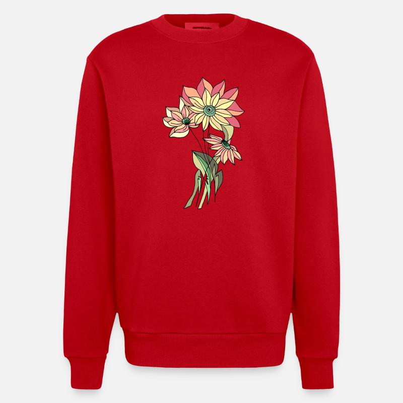 Blumen - Heavyweight Oversized Organic Crew Neck Made in EU - Rot