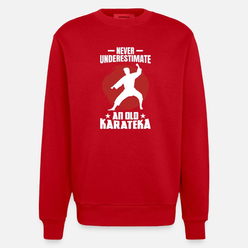 Never Underestimate an Old Karateka - Heavyweight Oversized Organic Crew Neck Made in EU - Rot