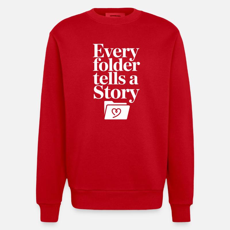 Chaque dossier raconte une histoire - Sweat bio épais oversize fabriqué en UE - rouge