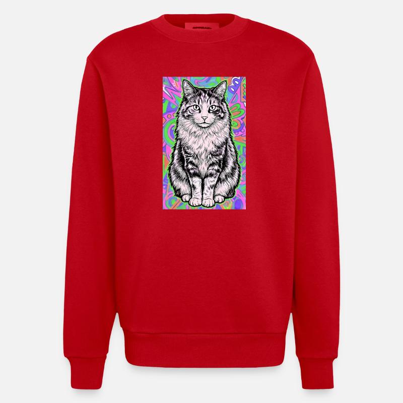 chat - Sweat bio épais oversize fabriqué en UE - rouge