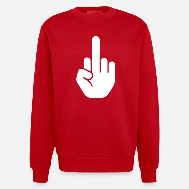 Middle finger - Heavyweight Oversized Organic Crew Neck Made in EU - red