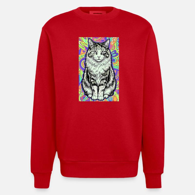 chat - Sweat bio épais oversize fabriqué en UE - rouge