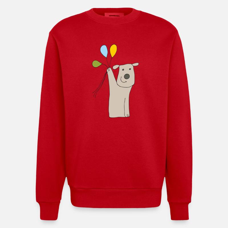 hund mit luftballons - Heavyweight Oversized Organic Crew Neck Made in EU - Rot