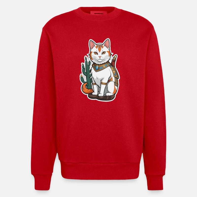 Katze Comic - Heavyweight Oversized Organic Crew Neck Made in EU - Rot