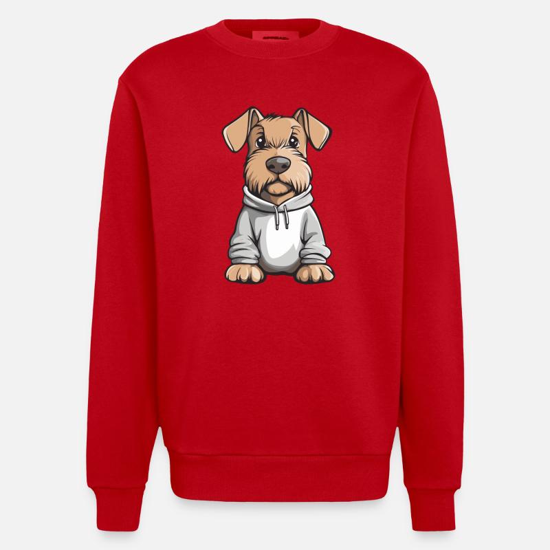 Airedale Terrier Chien Drôle - Sweat bio épais oversize fabriqué en UE - rouge