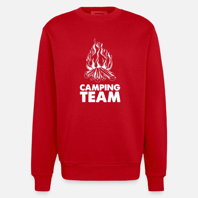camping team lagerfeuer - Heavyweight Oversized Organic Crew Neck Made in EU - Rot