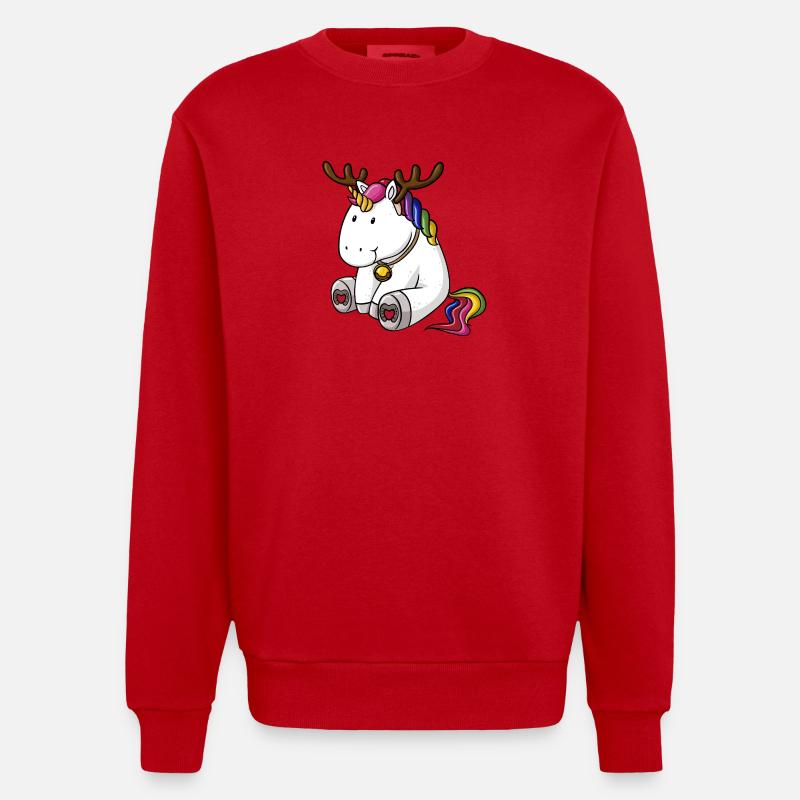 Weihnachts Einhorn - Heavyweight Oversized Organic Crew Neck Made in EU - Rot
