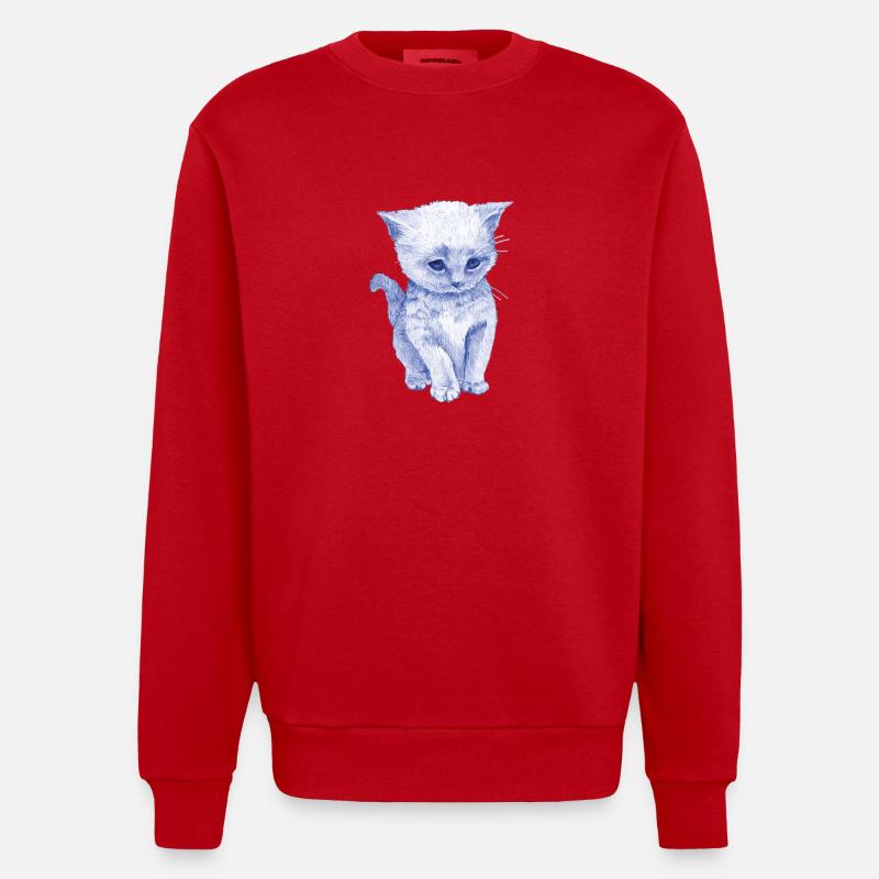 Schmuse Katze - Heavyweight Oversized Organic Crew Neck Made in EU - Rot