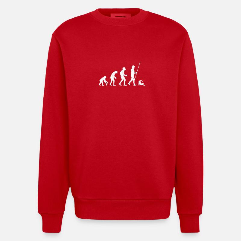 Cat Evolution - Heavyweight Oversized Organic Crew Neck Made in EU - red