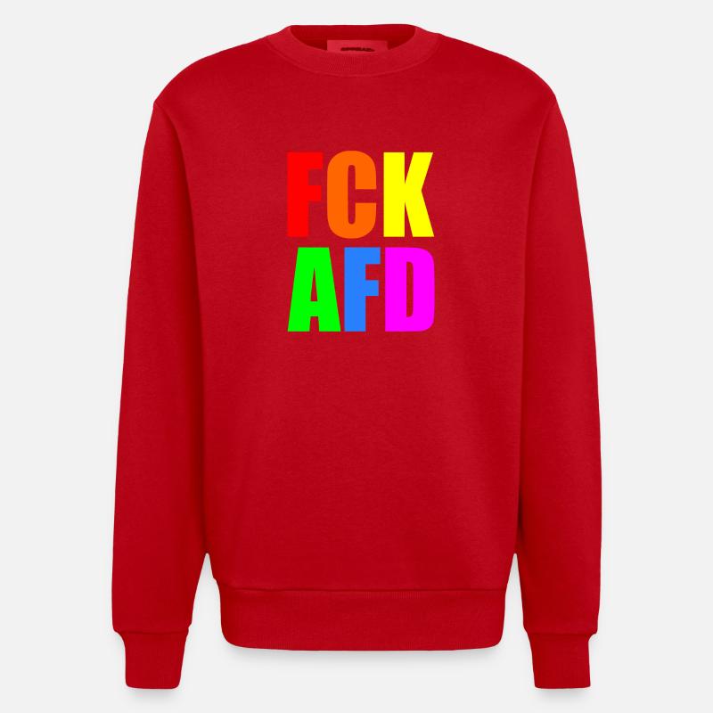 Fck afd - Heavyweight Oversized Organic Crew Neck Made in EU - Rot
