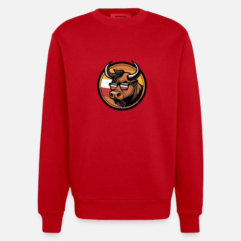 Stier Comic Cool Sommer - Heavyweight Oversized Organic Crew Neck Made in EU - Rot