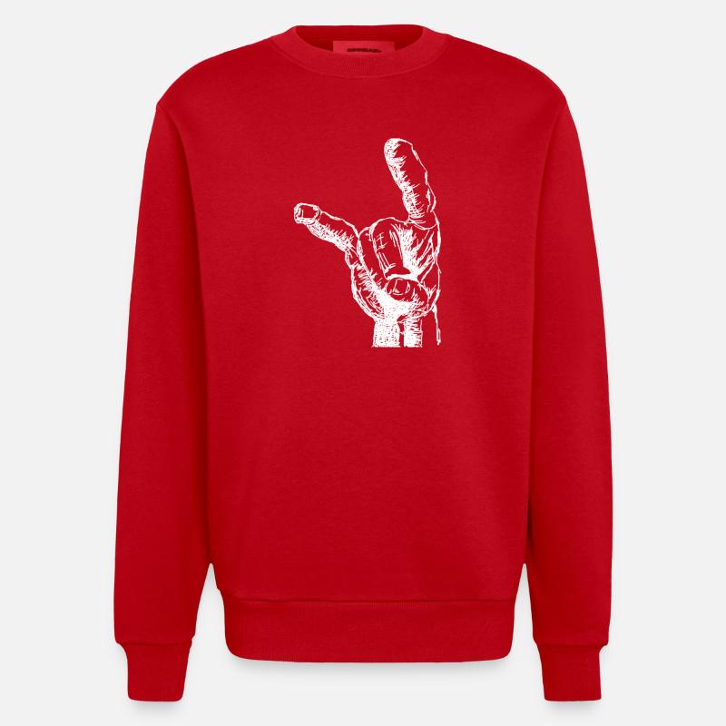 La main de Headbanger - Sweat bio épais oversize fabriqué en UE - rouge