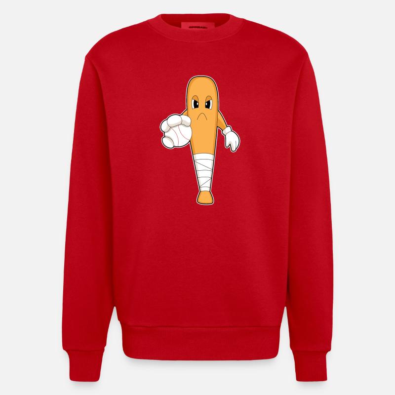 Baseball Baseballschläger - Heavyweight Oversized Organic Crew Neck Made in EU - Rot