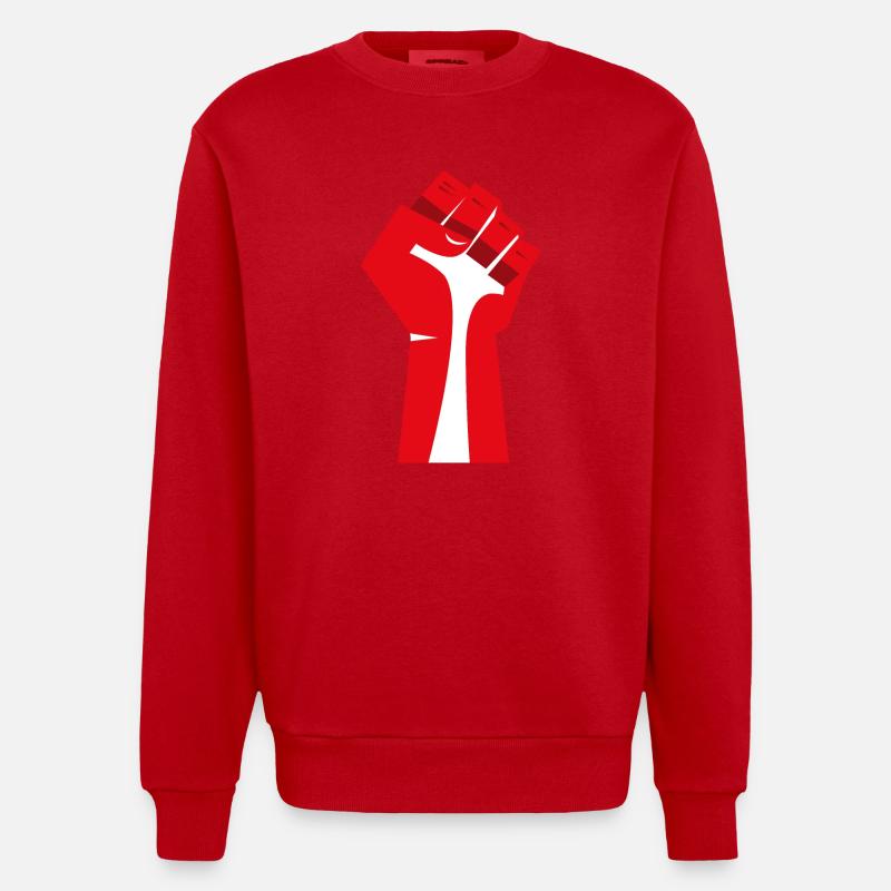 Die erhobene Faust (rot, weiß) - Heavyweight Oversized Organic Crew Neck Made in EU - Rot
