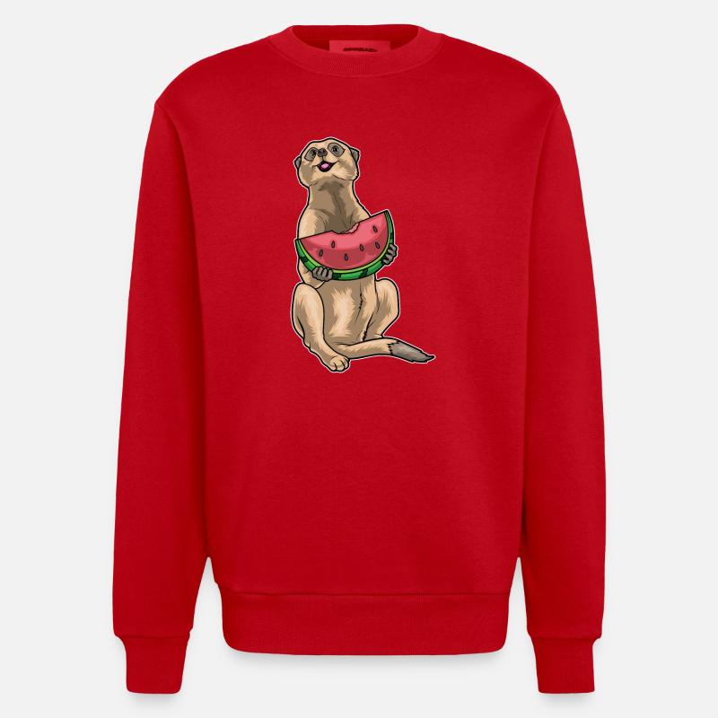 Erdmännchen Wassermelone - Heavyweight Oversized Organic Crew Neck Made in EU - Rot