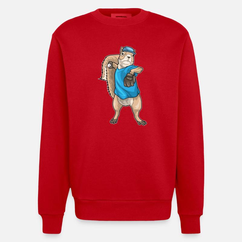 Eichhörnchen Baseball Baseballhandschuh - Heavyweight Oversized Organic Crew Neck Made in EU - Rot