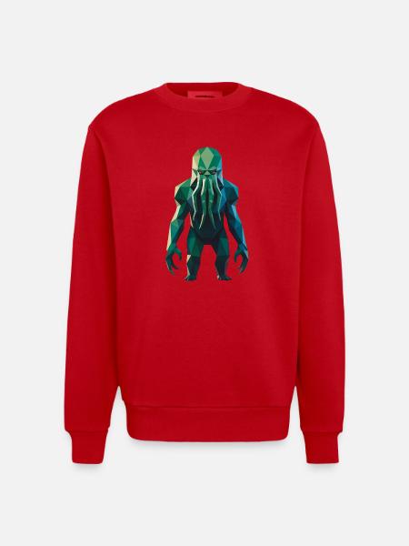 C'thulhu - Cooles Lovecraft Logo - Heavyweight Oversized Organic Crew Neck Made in EU - Rot
