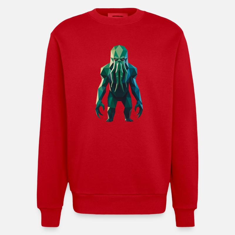 C'thulhu - Cooles Lovecraft Logo - Heavyweight Oversized Organic Crew Neck Made in EU - Rot