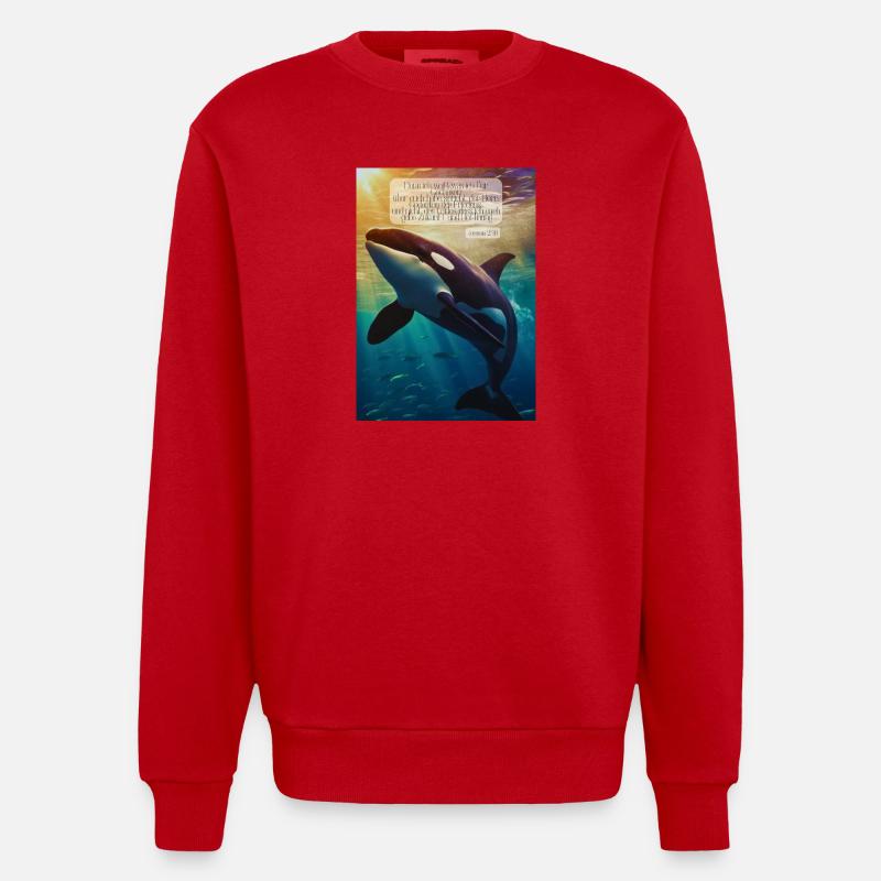 Orca Unterwasser Hoffnungsvers - Heavyweight Oversized Organic Crew Neck Made in EU - Rot