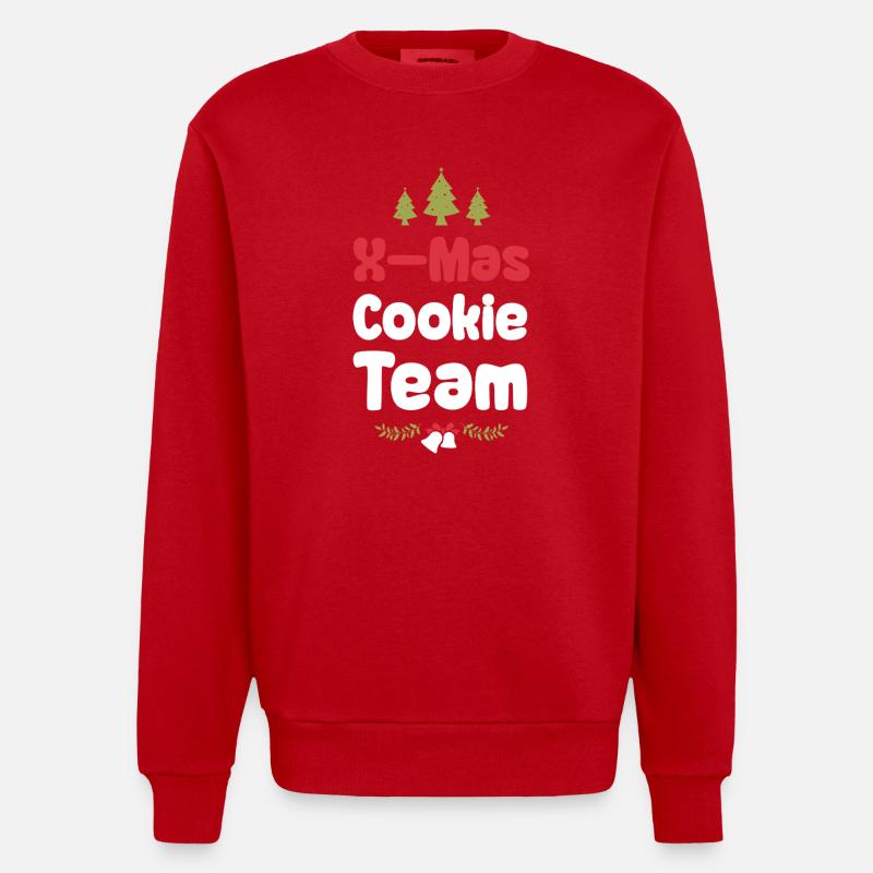 L’équipe des biscuits de Noël - Sweat bio épais oversize fabriqué en UE - rouge