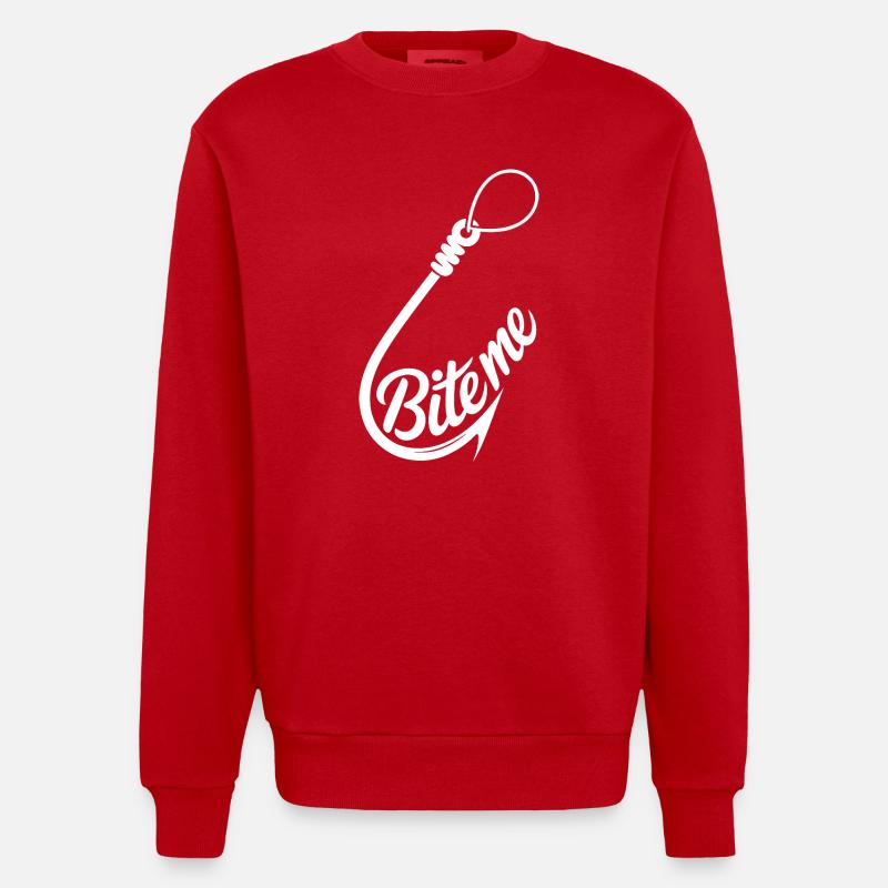 Bite Me Hook Grafik-Tee - Heavyweight Oversized Organic Crew Neck Made in EU - Rot