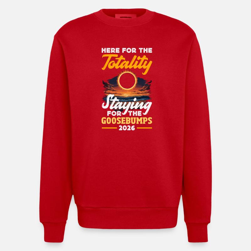 Solar eclipse 2026, August 12 - Heavyweight Oversized Organic Crew Neck Made in EU - red