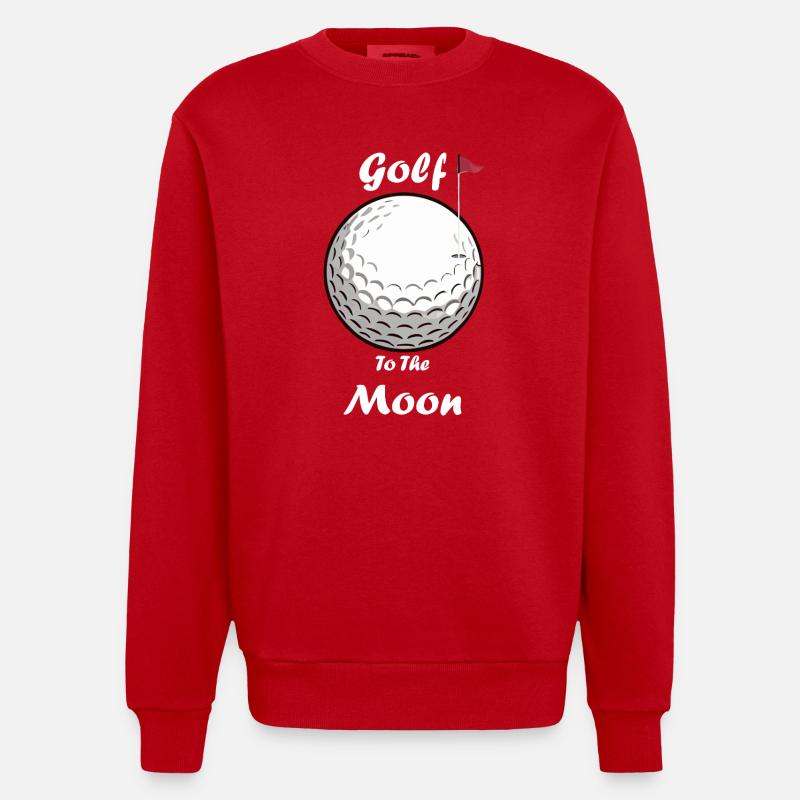 Du golf à la lune - Sweat bio épais oversize fabriqué en UE - rouge