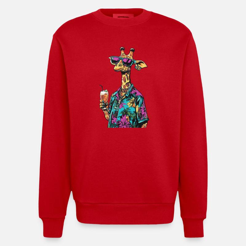 Giraffe Comic Sommer - Heavyweight Oversized Organic Crew Neck Made in EU - Rot