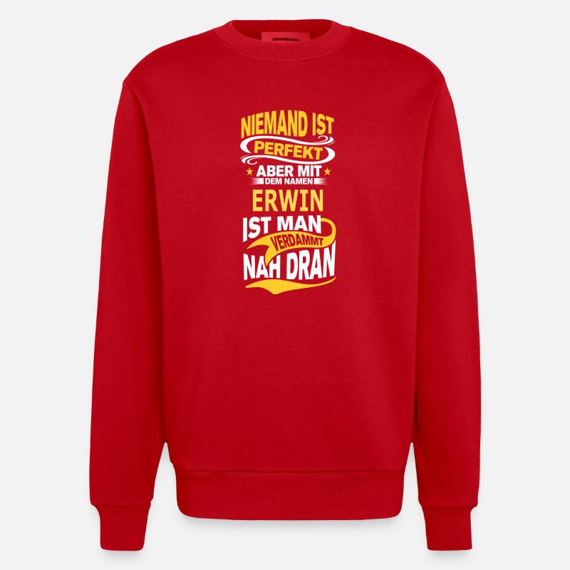 ERWIN - Heavyweight Oversized Organic Crew Neck Made in EU - Rot