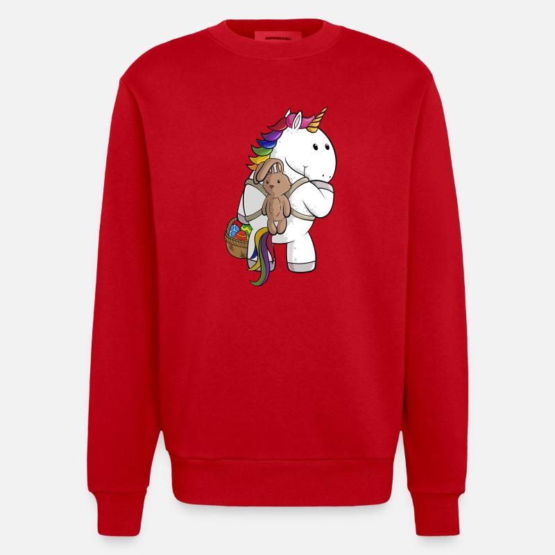 Oster Comic Einhorn - Heavyweight Oversized Organic Crew Neck Made in EU - Rot