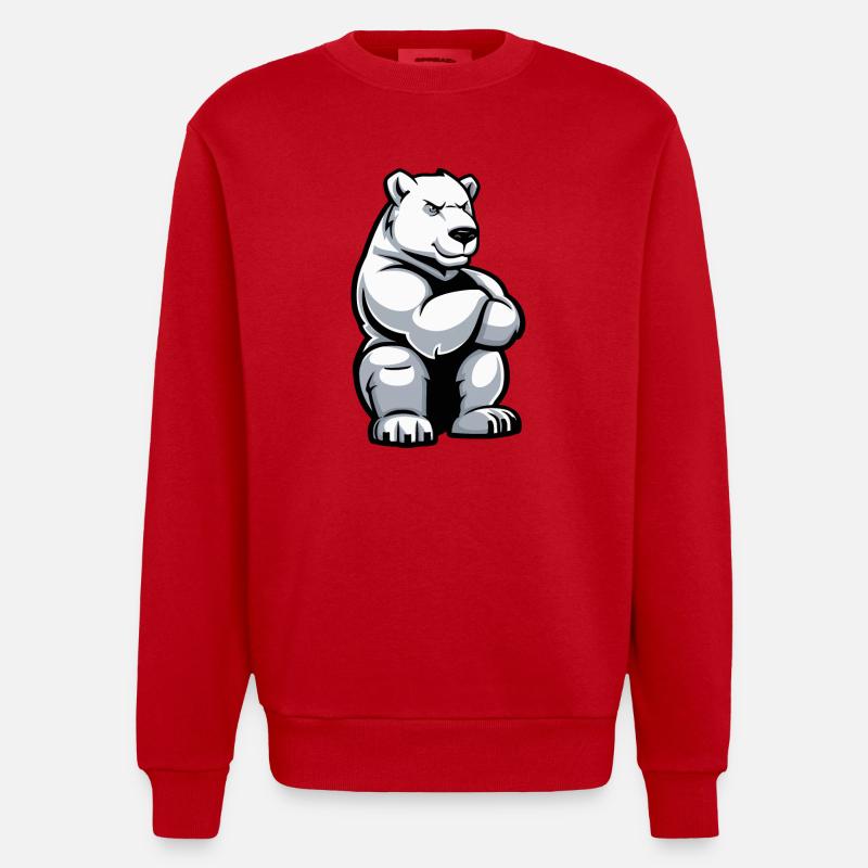 Polar Bear Comic - Heavyweight Oversized Organic Crew Neck Made in EU - red