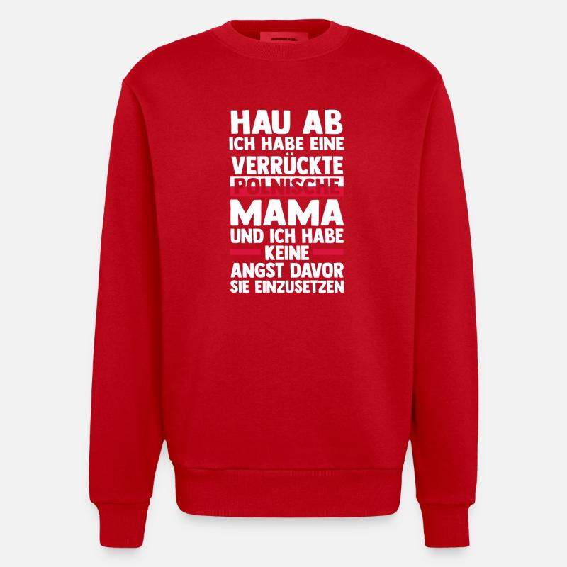 Pole Mama Mutter Polen - Heavyweight Oversized Organic Crew Neck Made in EU - Rot