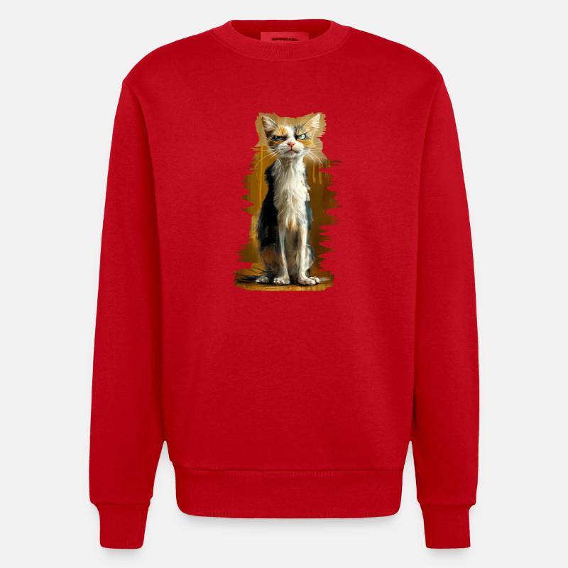 Crumpy Cat - Heavyweight Oversized Organic Crew Neck Made in EU - Rot