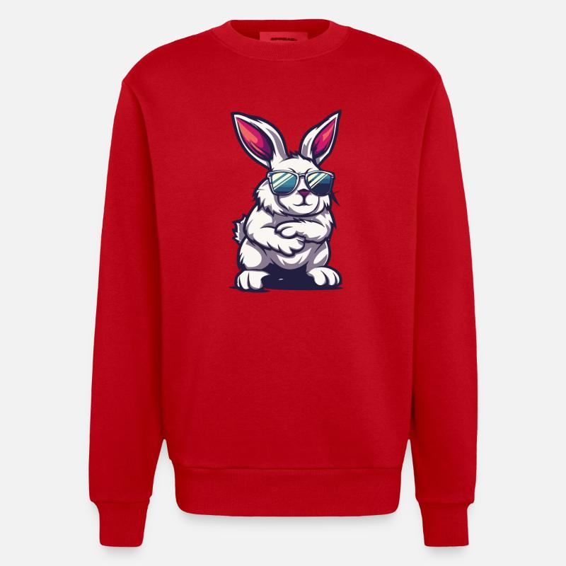Bunny Comic Cool - Heavyweight Oversized Organic Crew Neck Made in EU - red
