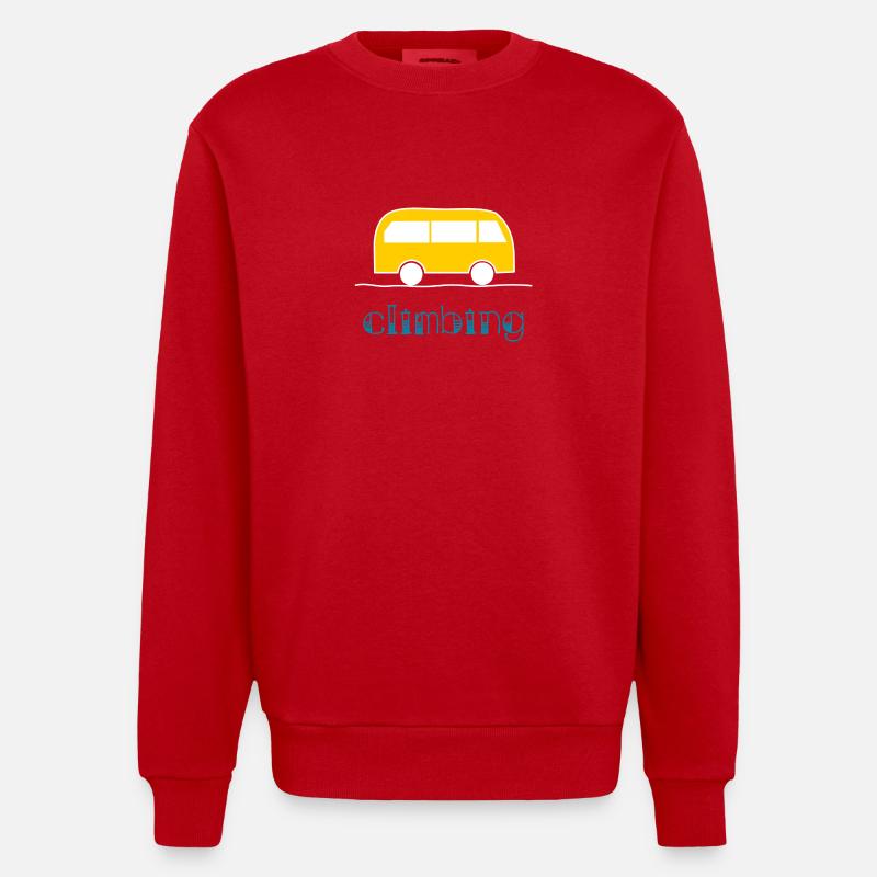 CLIMBING. ESCALADE. VAN. GRIMPER. ESCALADER. - Sweat bio épais oversize fabriqué en UE - rouge