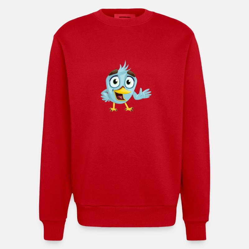 Lustiger blauer Vogel, Geschenkidee - Heavyweight Oversized Organic Crew Neck Made in EU - Rot