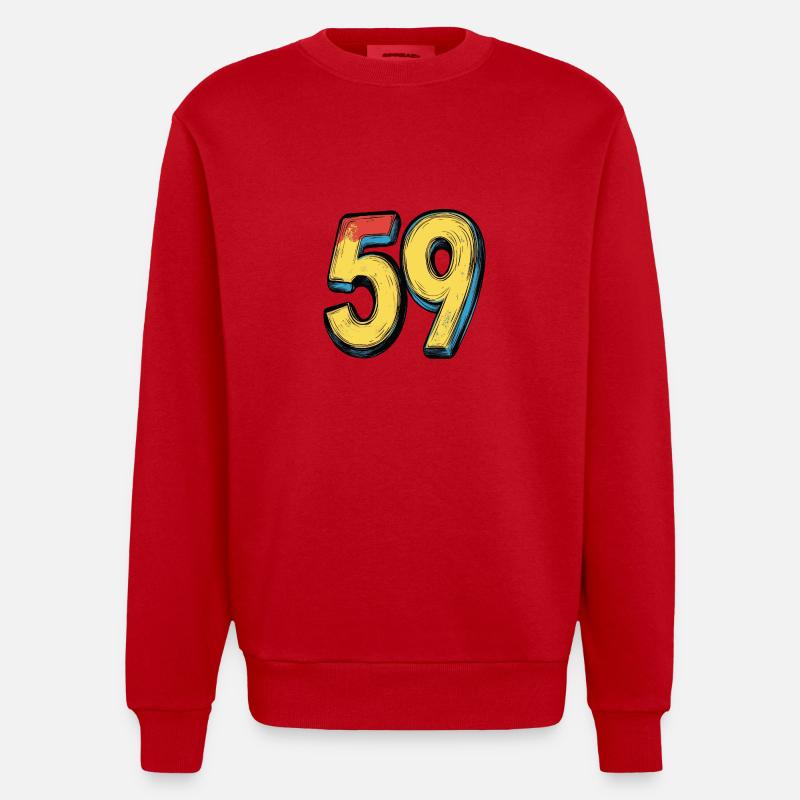 59 Symbole numérique - Sweat bio épais oversize fabriqué en UE - rouge