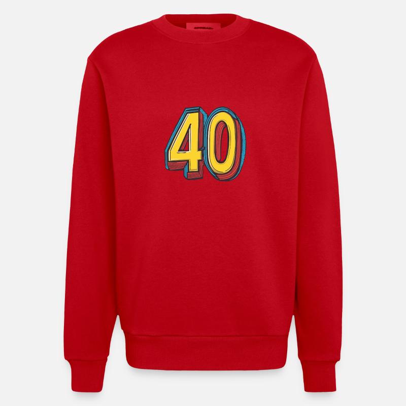 40 Symbole numérique - Sweat bio épais oversize fabriqué en UE - rouge