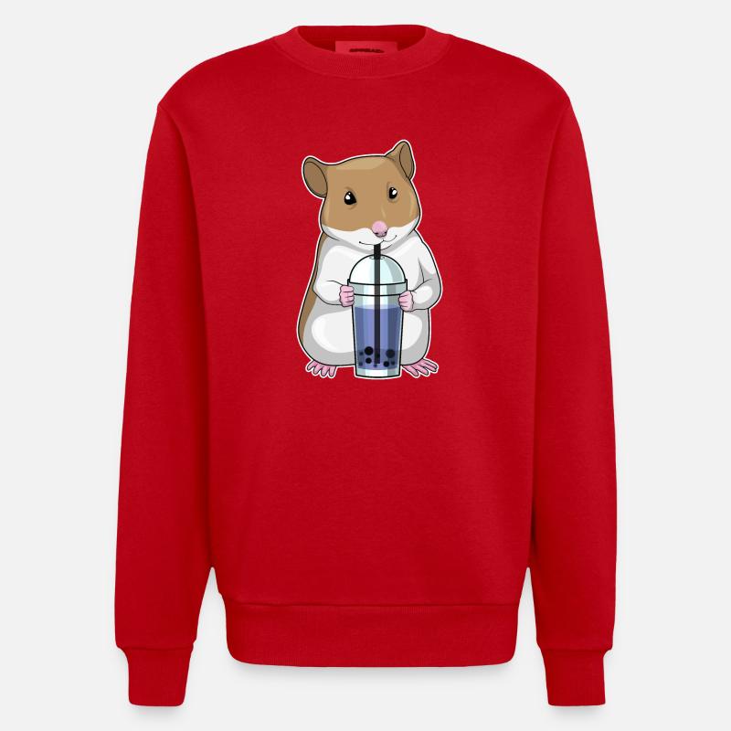 Hamster Bubble Tea - Sweat bio épais oversize fabriqué en UE - rouge