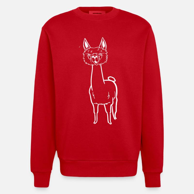 Witziges Comic-Alpaka - Heavyweight Oversized Organic Crew Neck Made in EU - Rot