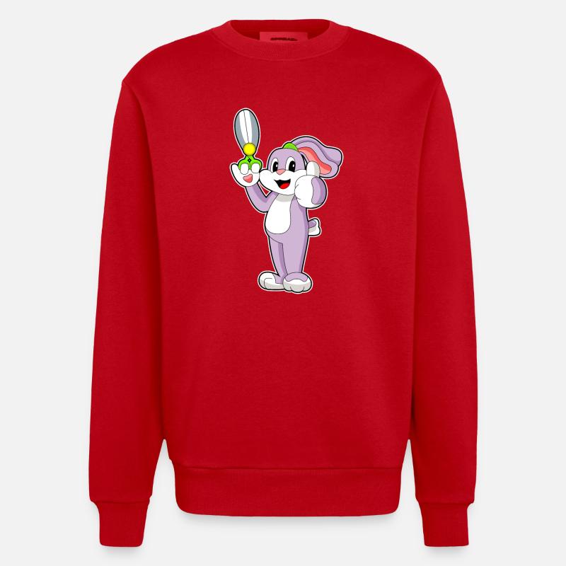 Ciseaux de coiffeur lapin - Sweat bio épais oversize fabriqué en UE - rouge