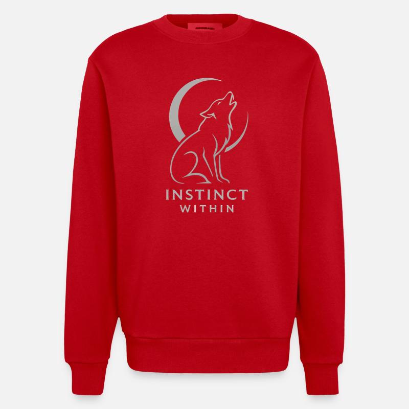 Howling Wolf Moon – Instinct Within - Heavyweight Oversized Organic Crew Neck Made in EU - red