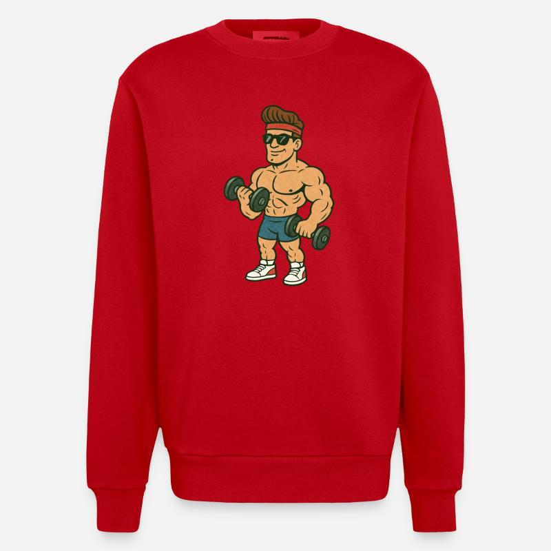 Bodybuilder Comic - Heavyweight Oversized Organic Crew Neck Made in EU - red