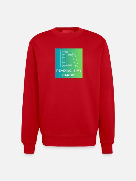 Reading is my cardio - Heavyweight Oversized Organic Crew Neck Made in EU - red