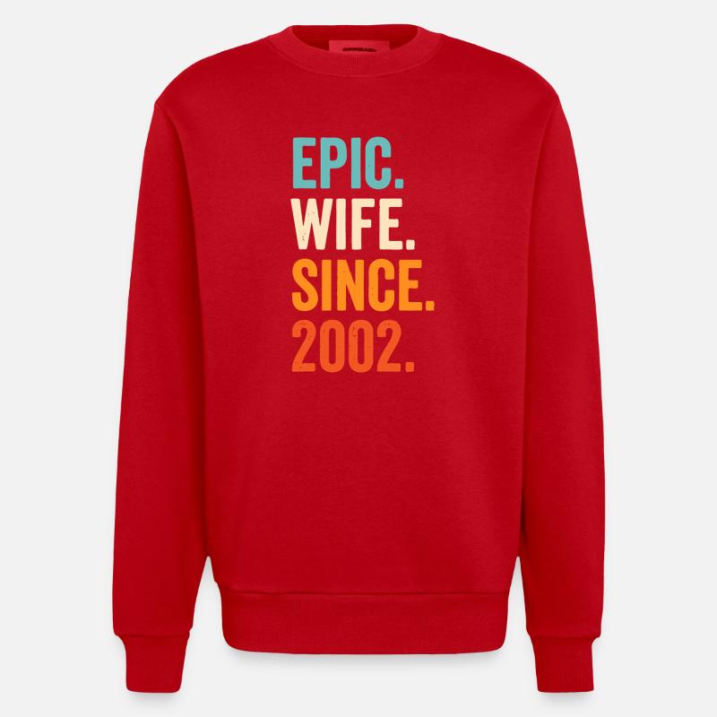 Epische Ehefrau seit 2002 - Heavyweight Oversized Organic Crew Neck Made in EU - Rot