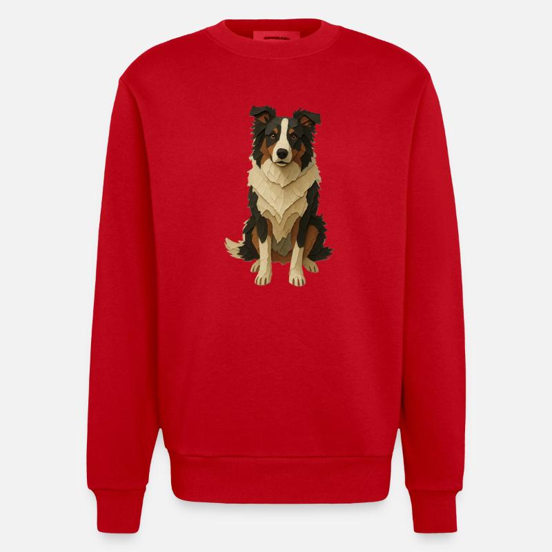 Geschichteter Papiercollie - Heavyweight Oversized Organic Crew Neck Made in EU - Rot