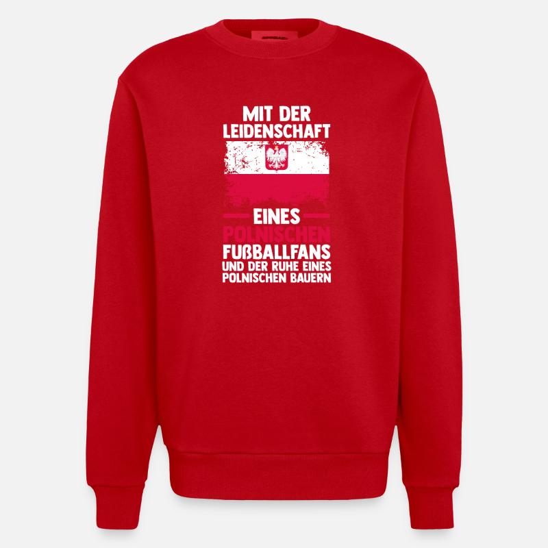 Pole Polnisch Polen - Heavyweight Oversized Organic Crew Neck Made in EU - Rot