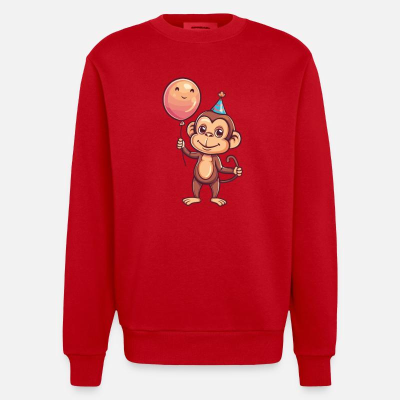 Singe Anniversaire Bébé - Sweat bio épais oversize fabriqué en UE - rouge